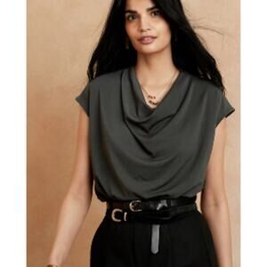 Banana Republic Factory Gray SL Crepe Cowl Neck Tank Size S